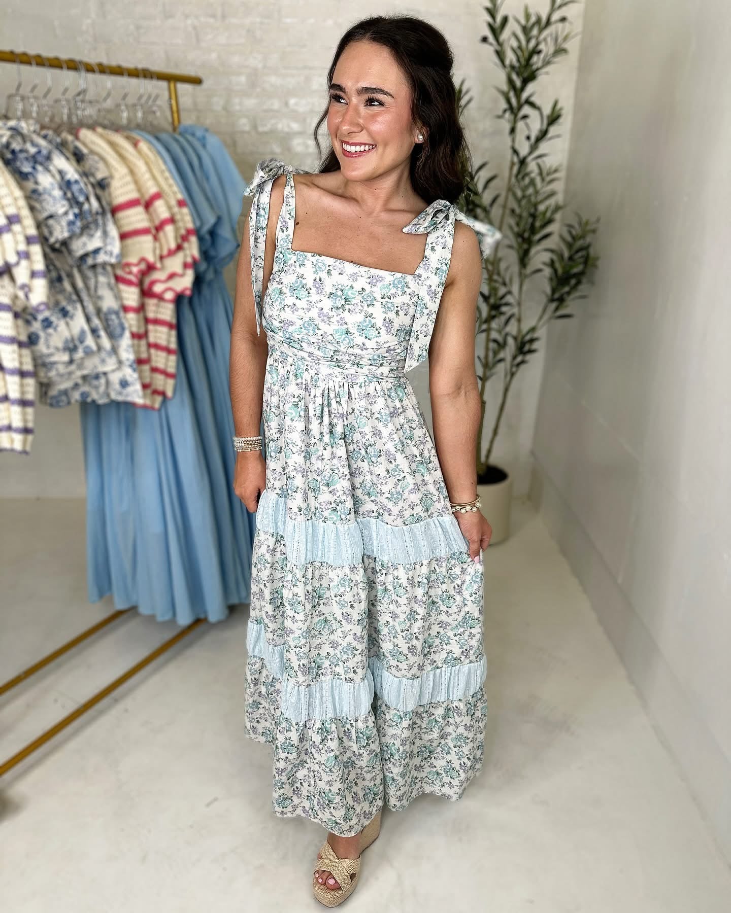 Olivia Maxi Dress in Blue Floral