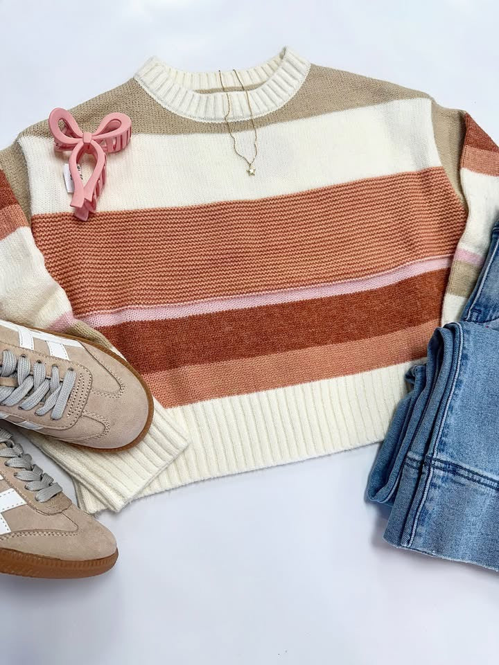 Jenny Sweater in Peach Stripe