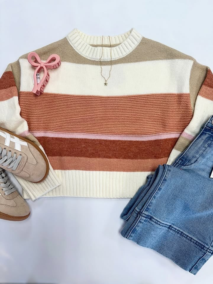Jenny Sweater in Peach Stripe