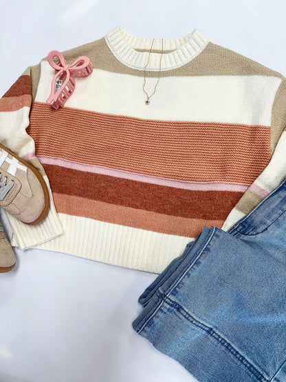 Jenny Sweater in Peach Stripe