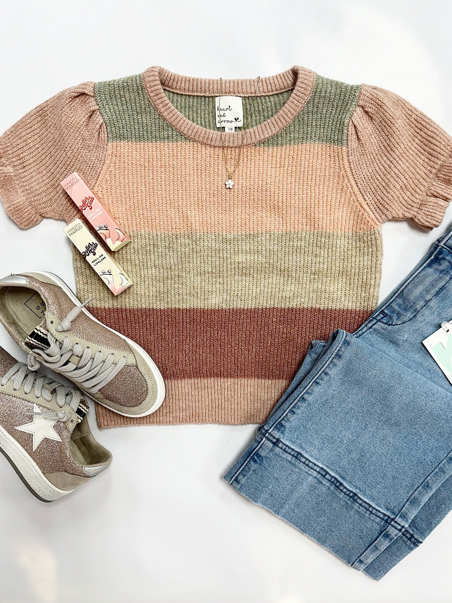 Eden Sweater Top in Pink Stripe