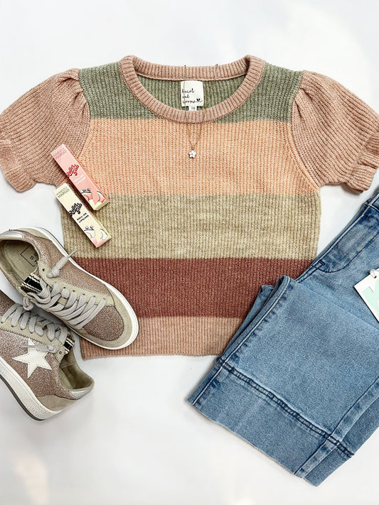 Eden Sweater Top in Pink Stripe