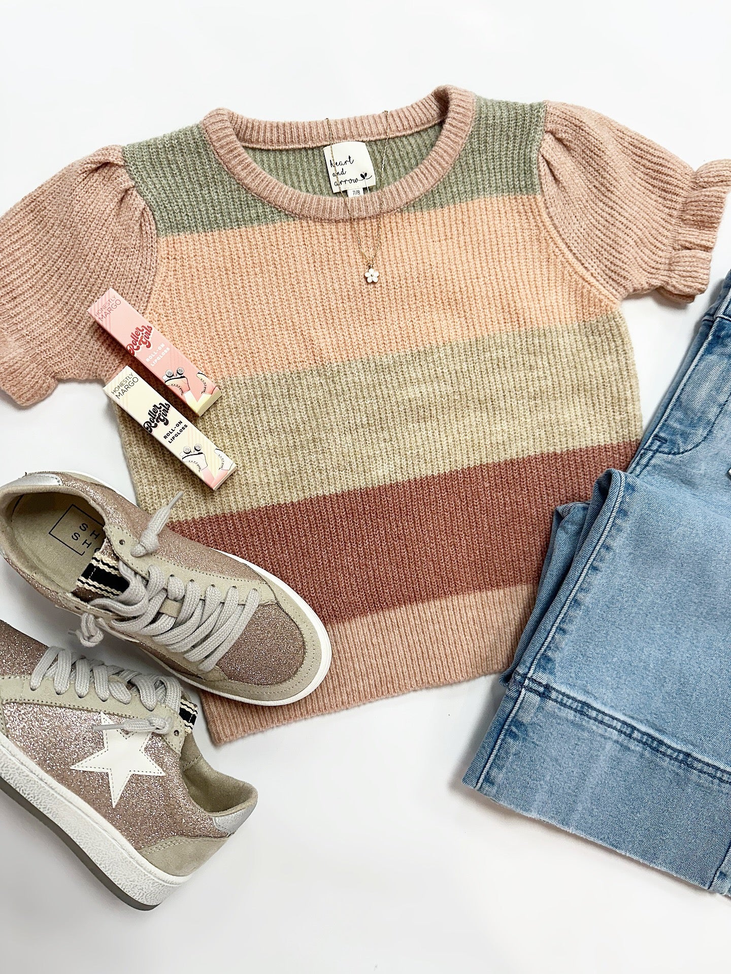 Eden Sweater Top in Pink Stripe