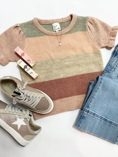 Eden Sweater Top in Pink Stripe