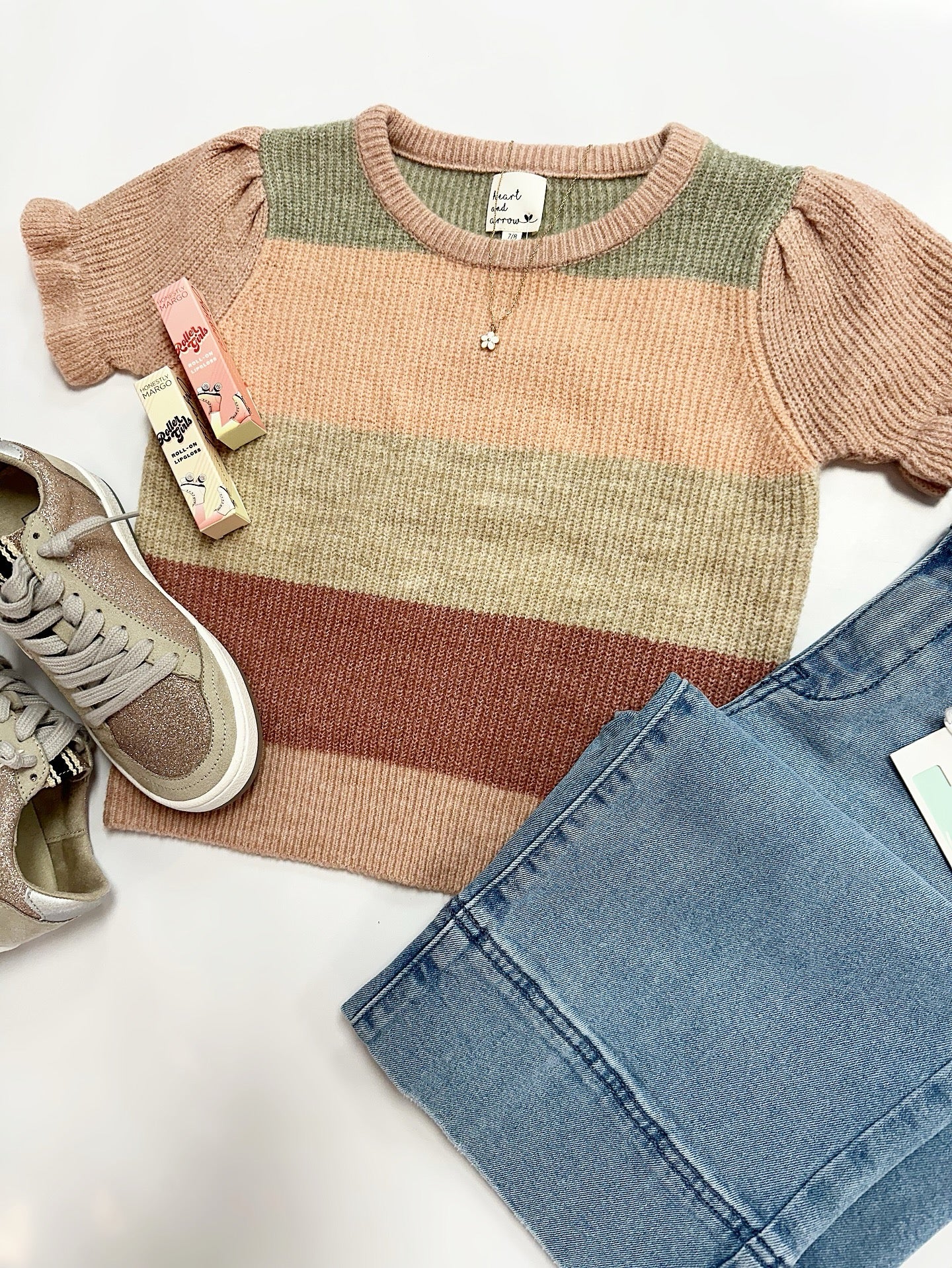 Eden Sweater Top in Pink Stripe