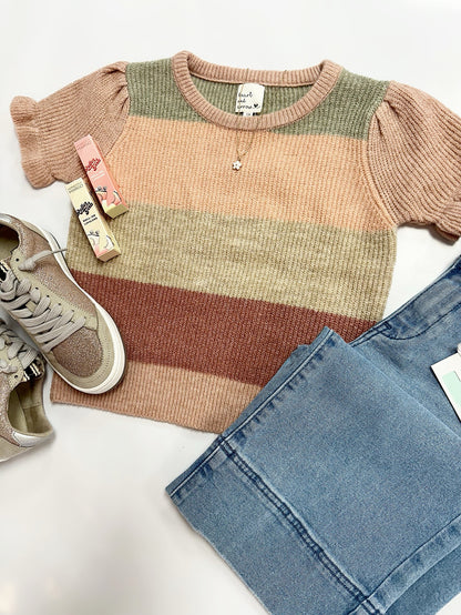 Eden Sweater Top in Pink Stripe