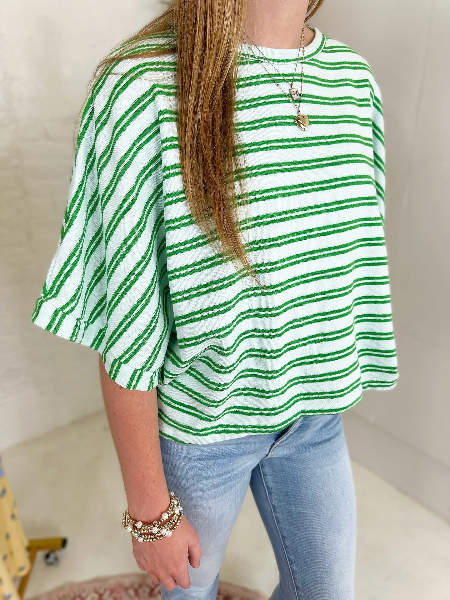 Emily Top in Green Stripe
