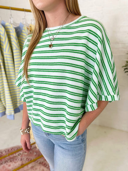 Emily Top in Green Stripe