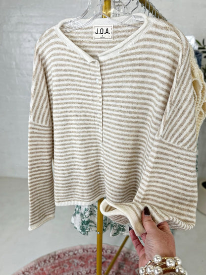 Laney Cardigan in Khaki Stripe