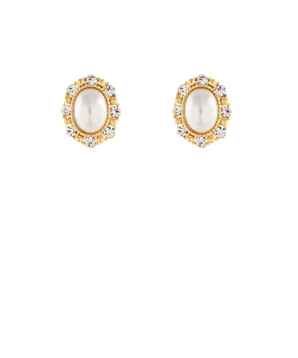 Oval Stone w/Crystal Earrings