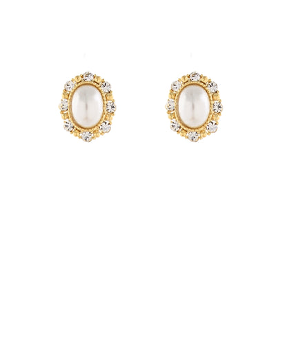 Oval Stone w/Crystal Earrings