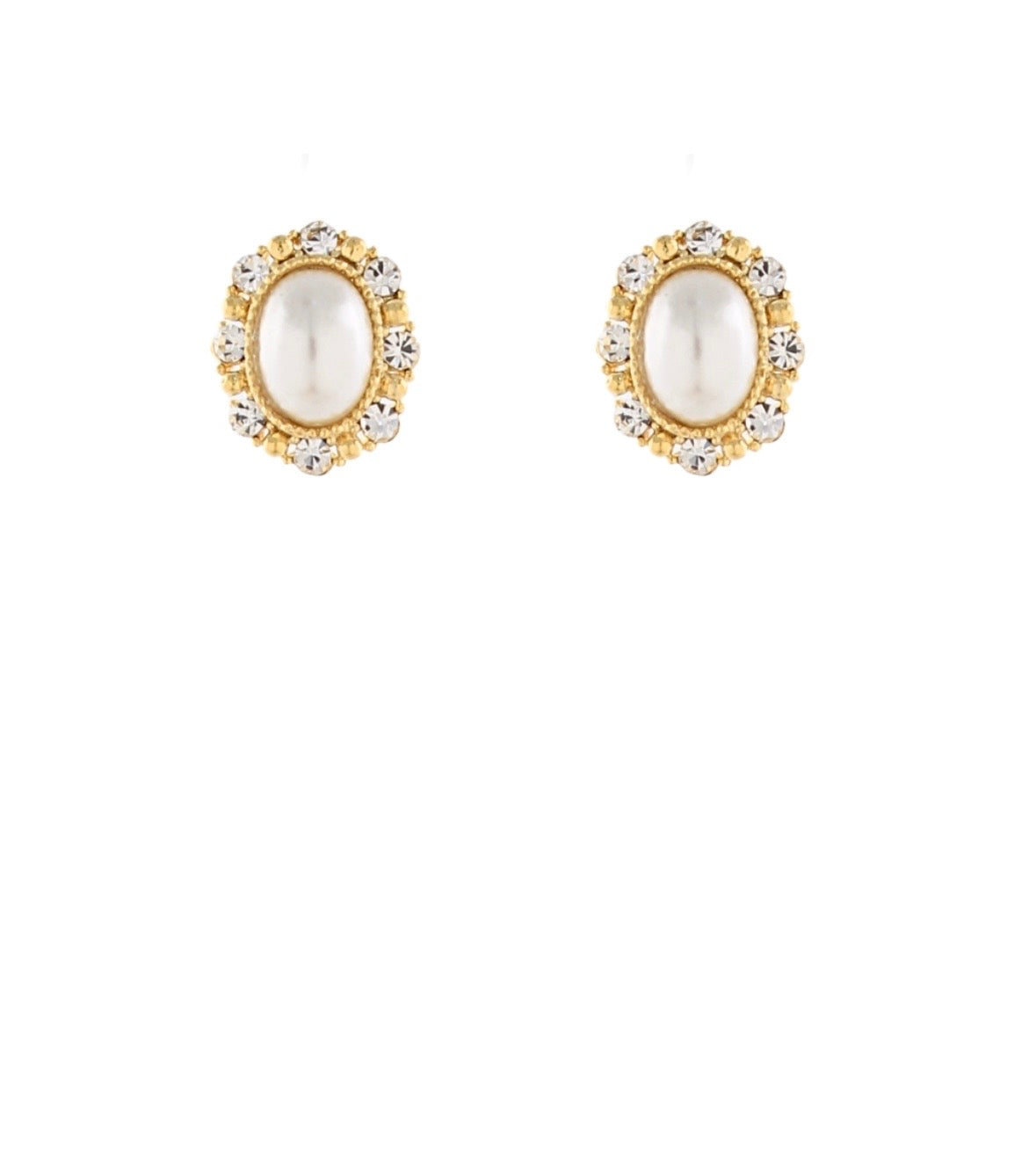 Oval Stone w/Crystal Earrings