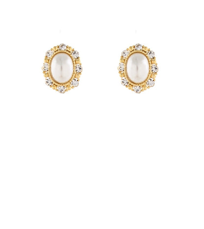 Oval Stone w/Crystal Earrings