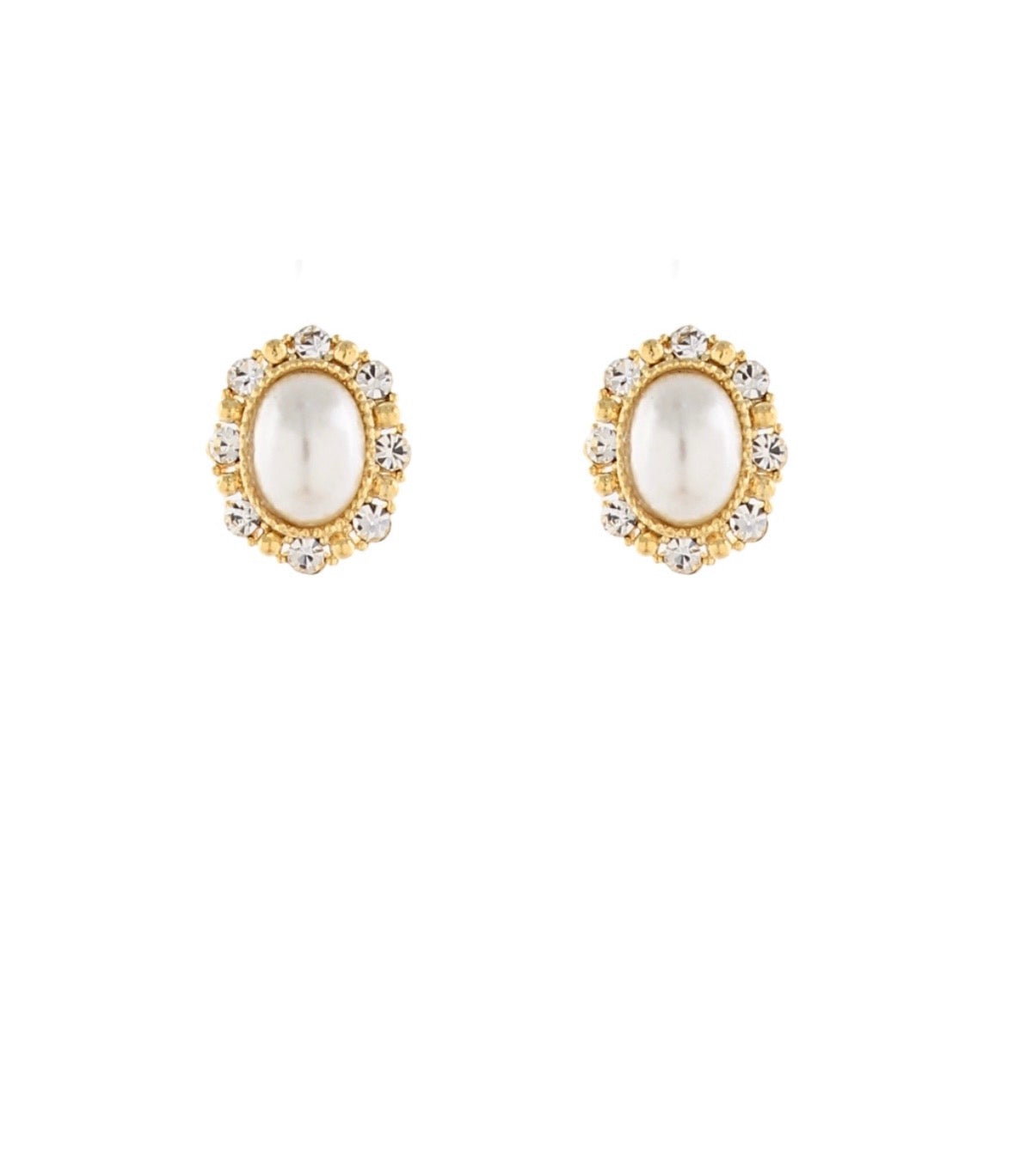 Oval Stone w/Crystal Earrings