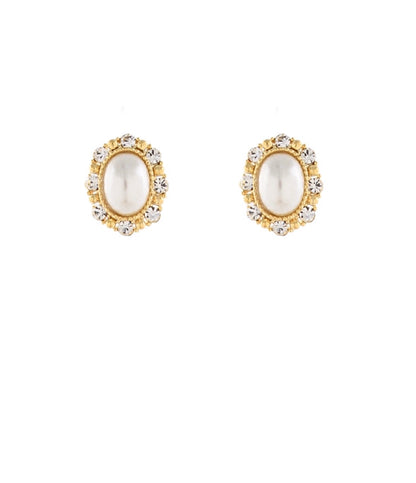 Oval Stone w/Crystal Earrings