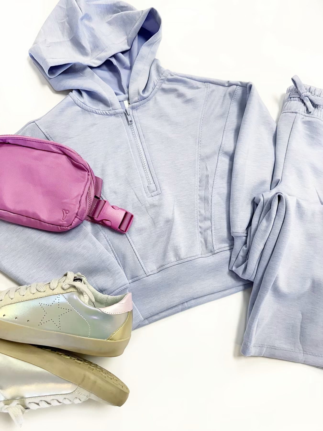 Taylor Half Zip Hoodie Set in Lavender