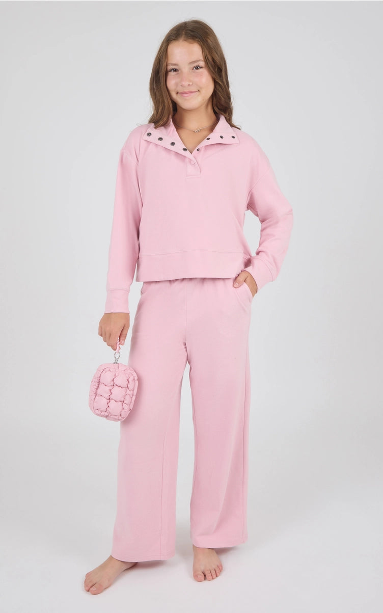 Parker Mock Neck Pullover Set in Pink