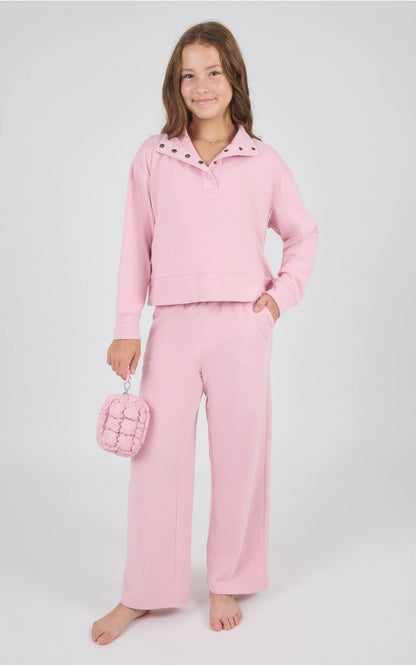Parker Mock Neck Pullover Set in Pink