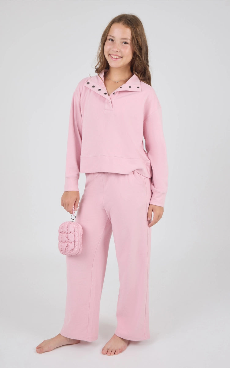 Parker Mock Neck Pullover Set in Pink