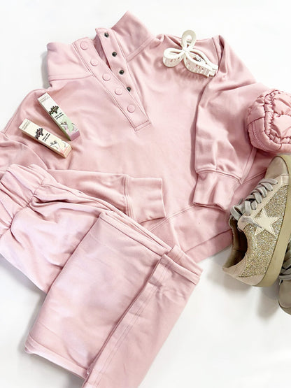 Parker Mock Neck Pullover Set in Pink