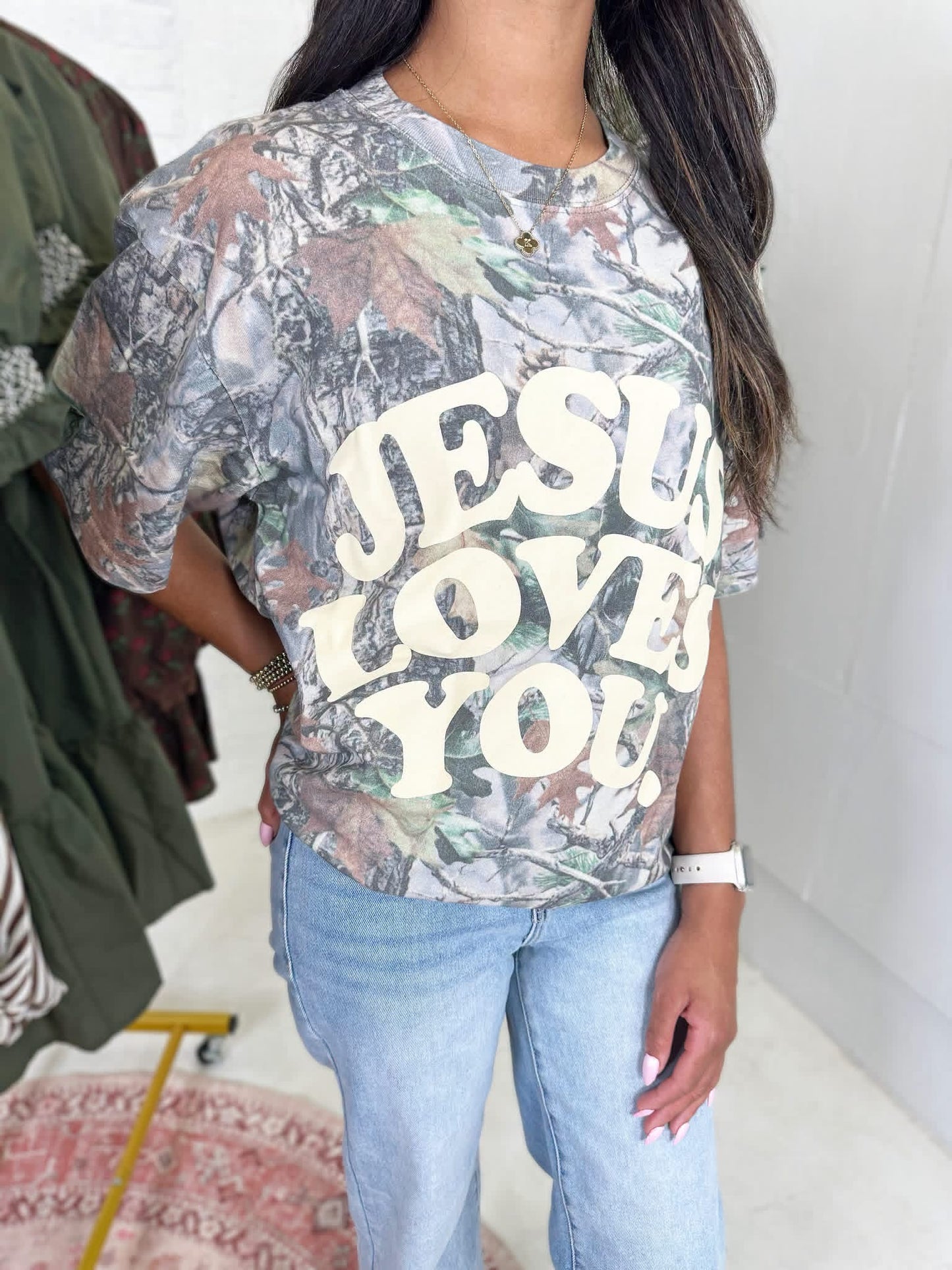 Jesus Loves You Tee in Camo