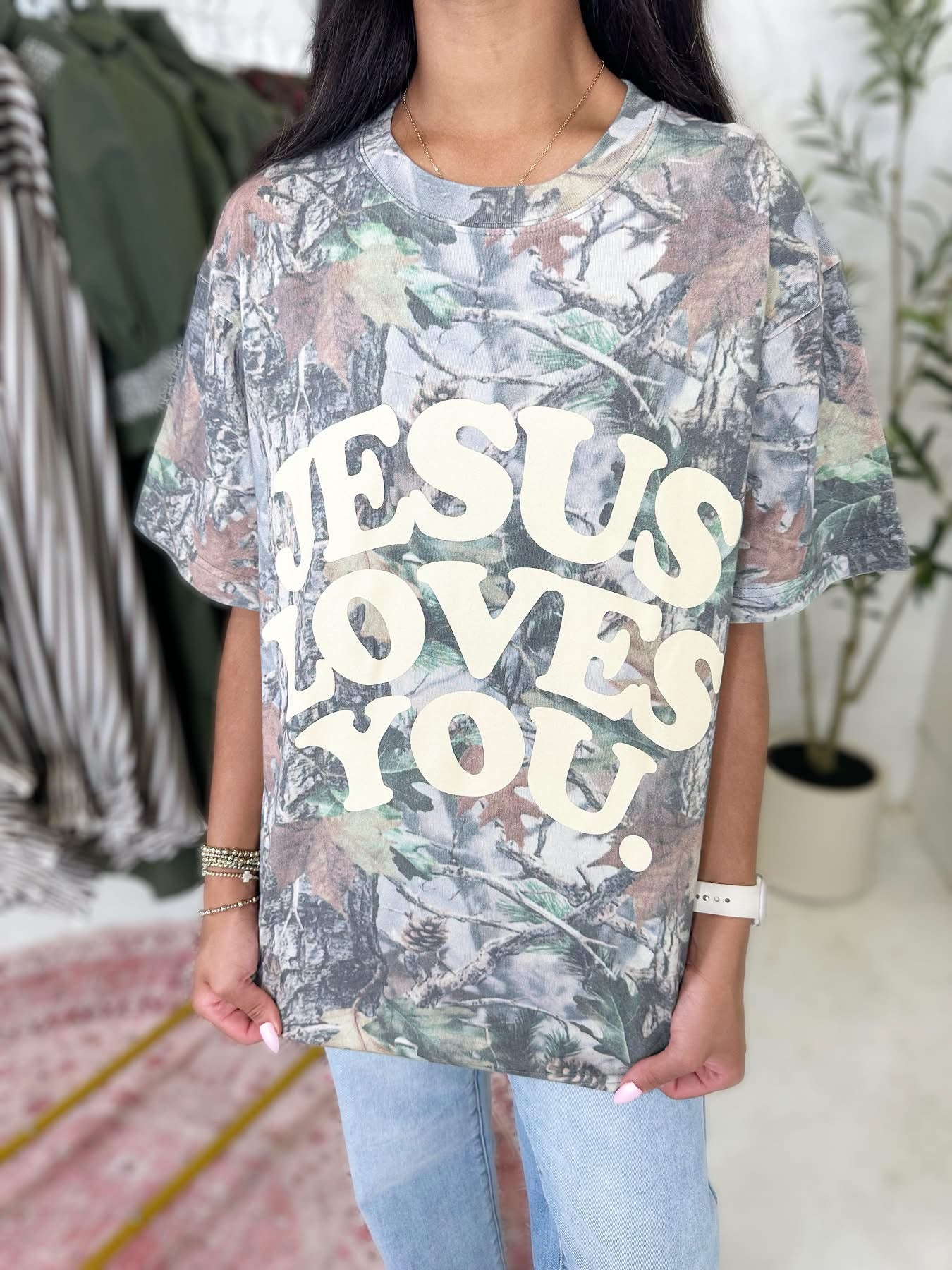 Jesus Loves You Tee in Camo