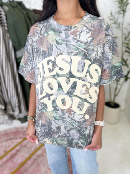 Jesus Loves You Tee in Camo