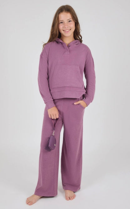 Audrey Snap Collar Hoodie Set in Plum