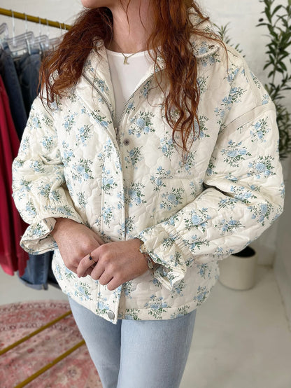 Quilted Jacket in Blue Floral