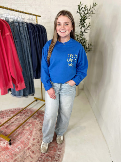 Jesus Loves You Sweatshirt in Blue