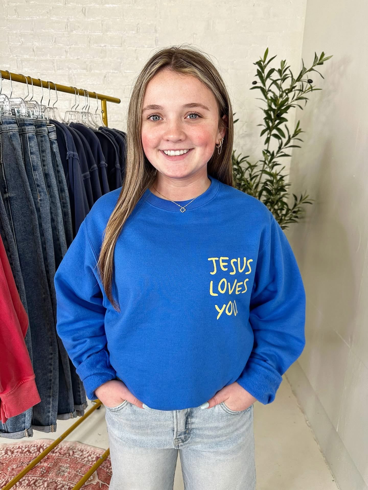 Jesus Loves You Sweatshirt in Blue