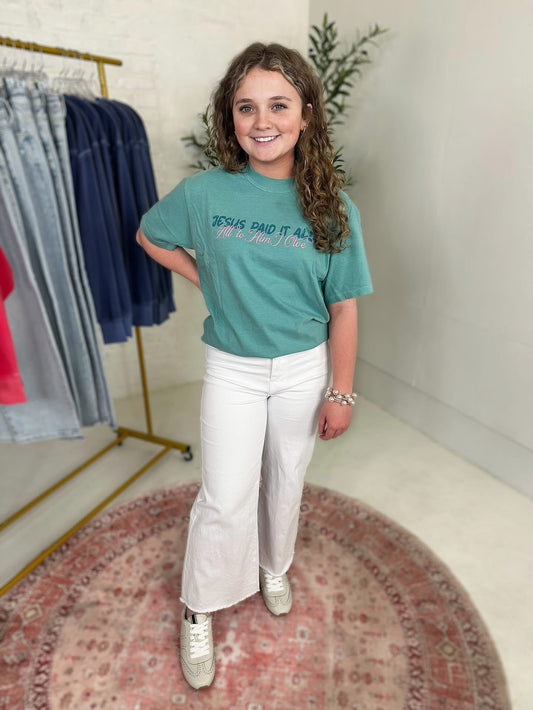 High Rise Denim Crop Jean in White