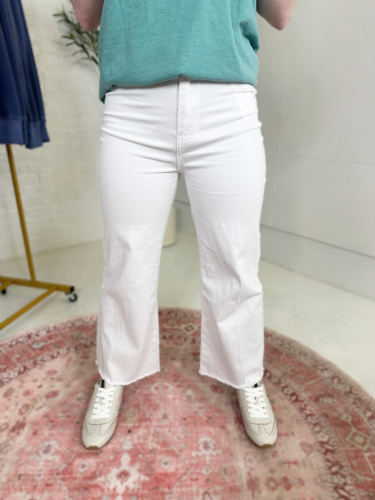 High Rise Denim Crop Jean in White