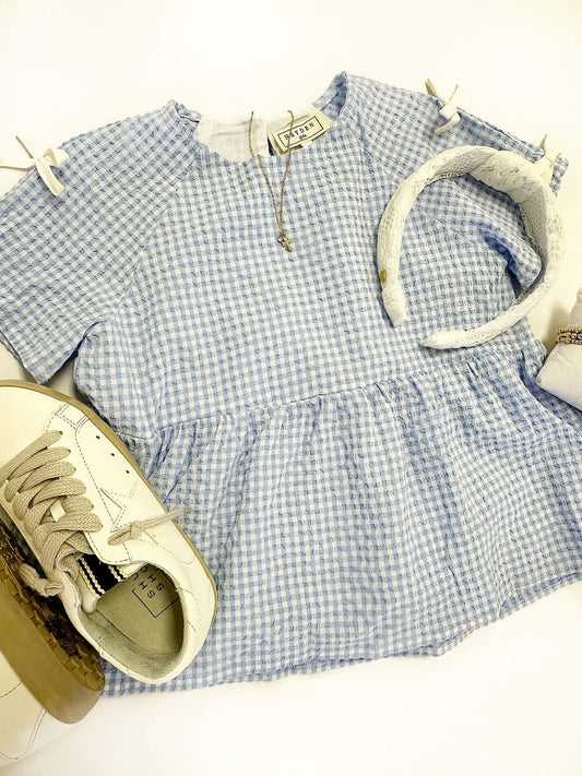Berkley Top in Blue Gingham