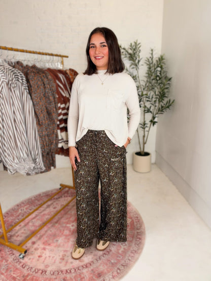 Marlee Stretch Pant in Brown Floral
