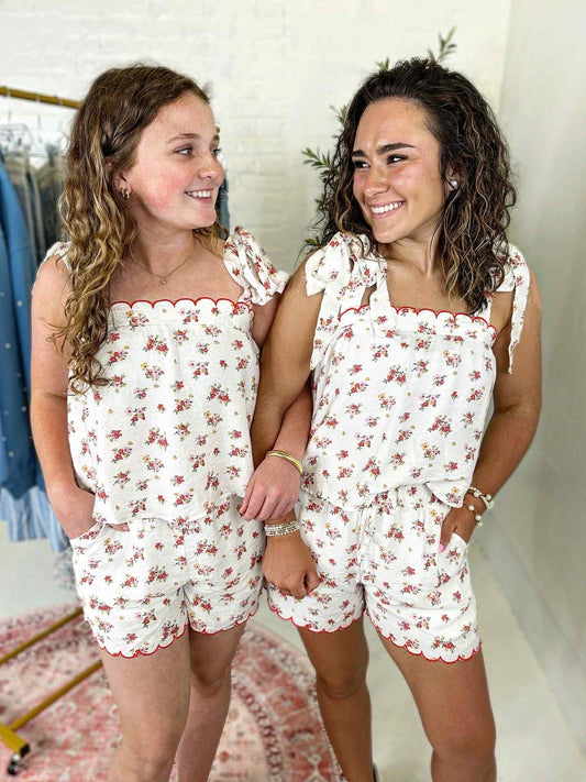 Leslie Set in Red Floral
