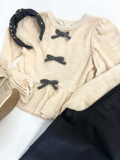 Amelia Bow Top in Cream
