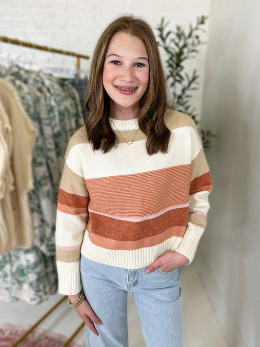 Jenny Sweater in Peach Stripe