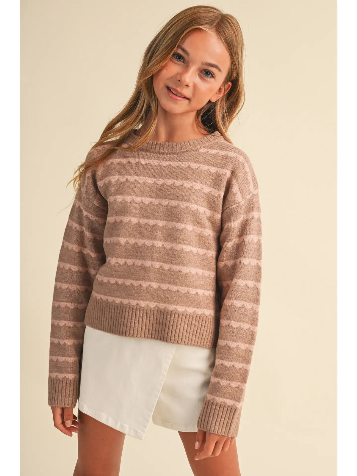 Callie Sweater in Brown/Pink Stripe