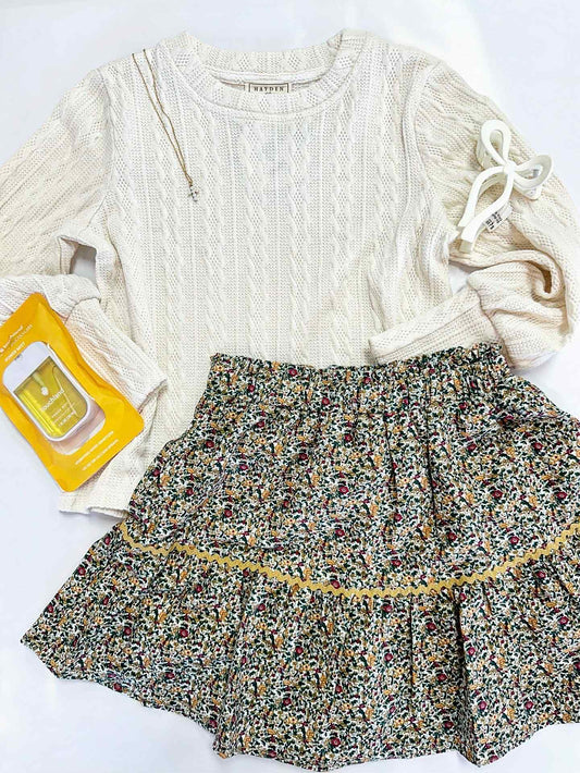 Ava Cuff Sleeve Top in Ivory