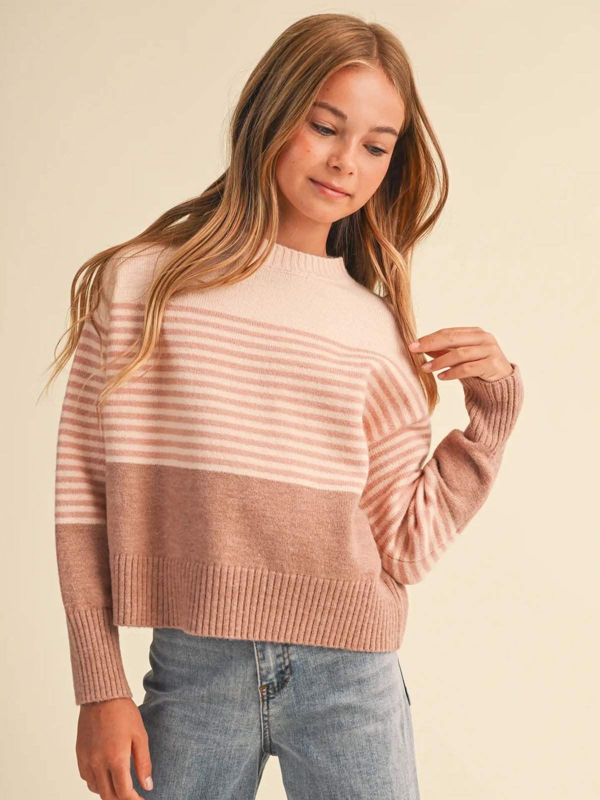Callie Sweater in Pink/Mauve Stripe