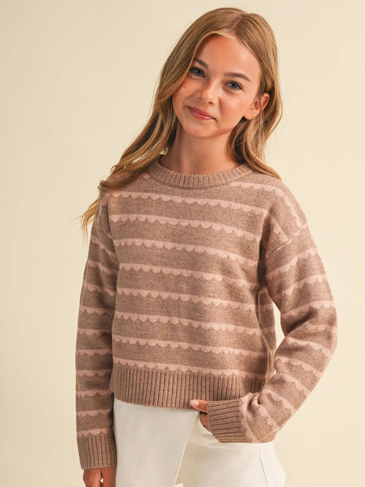 Callie Sweater in Brown/Pink Stripe