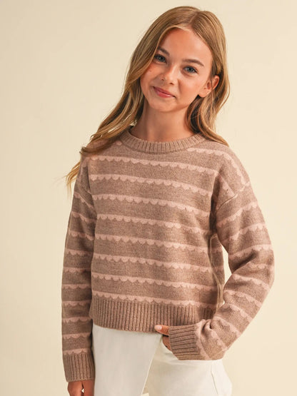 Callie Sweater in Brown/Pink Stripe