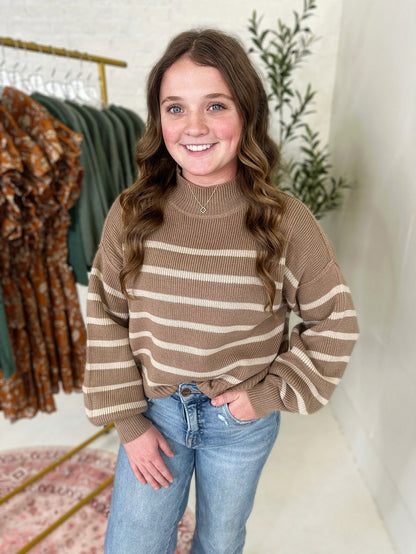 Presley Sweater in Cocoa Stripe