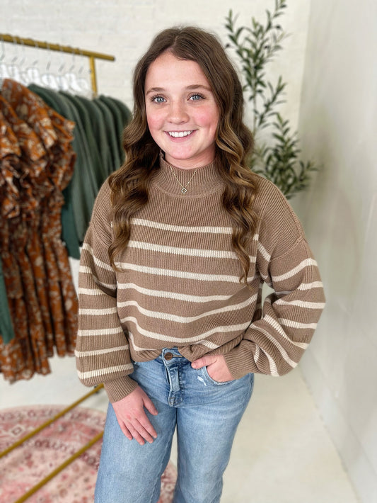 Presley Sweater in Cocoa Stripe