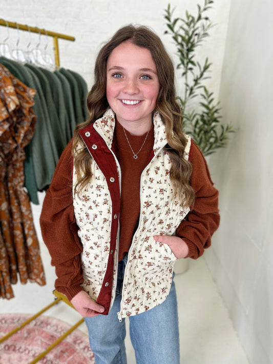 Hannah Floral Vest in Cream