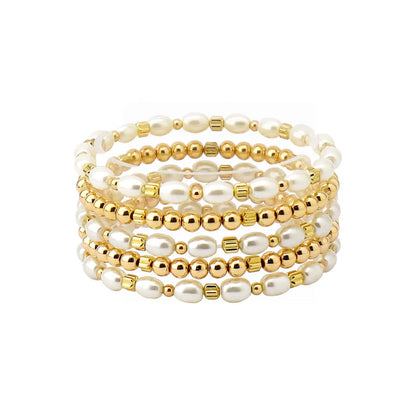 Pearl and Gold Bracelet Set