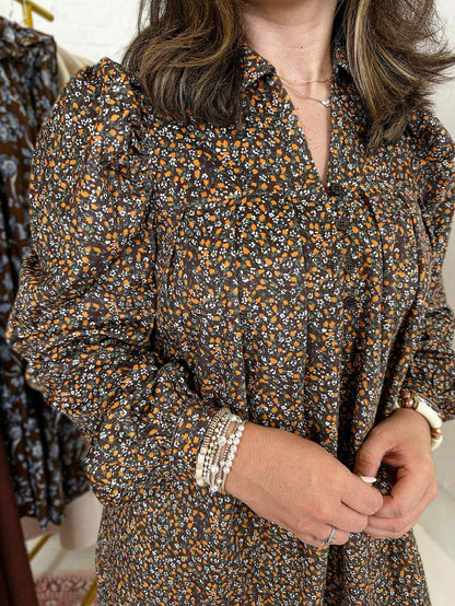 Madison Dress in Corduroy Brown Floral