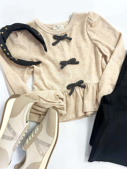 Amelia Bow Top in Cream