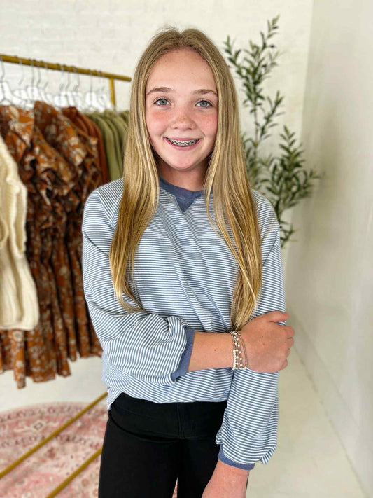 Kennedy Top in Blue Stripe